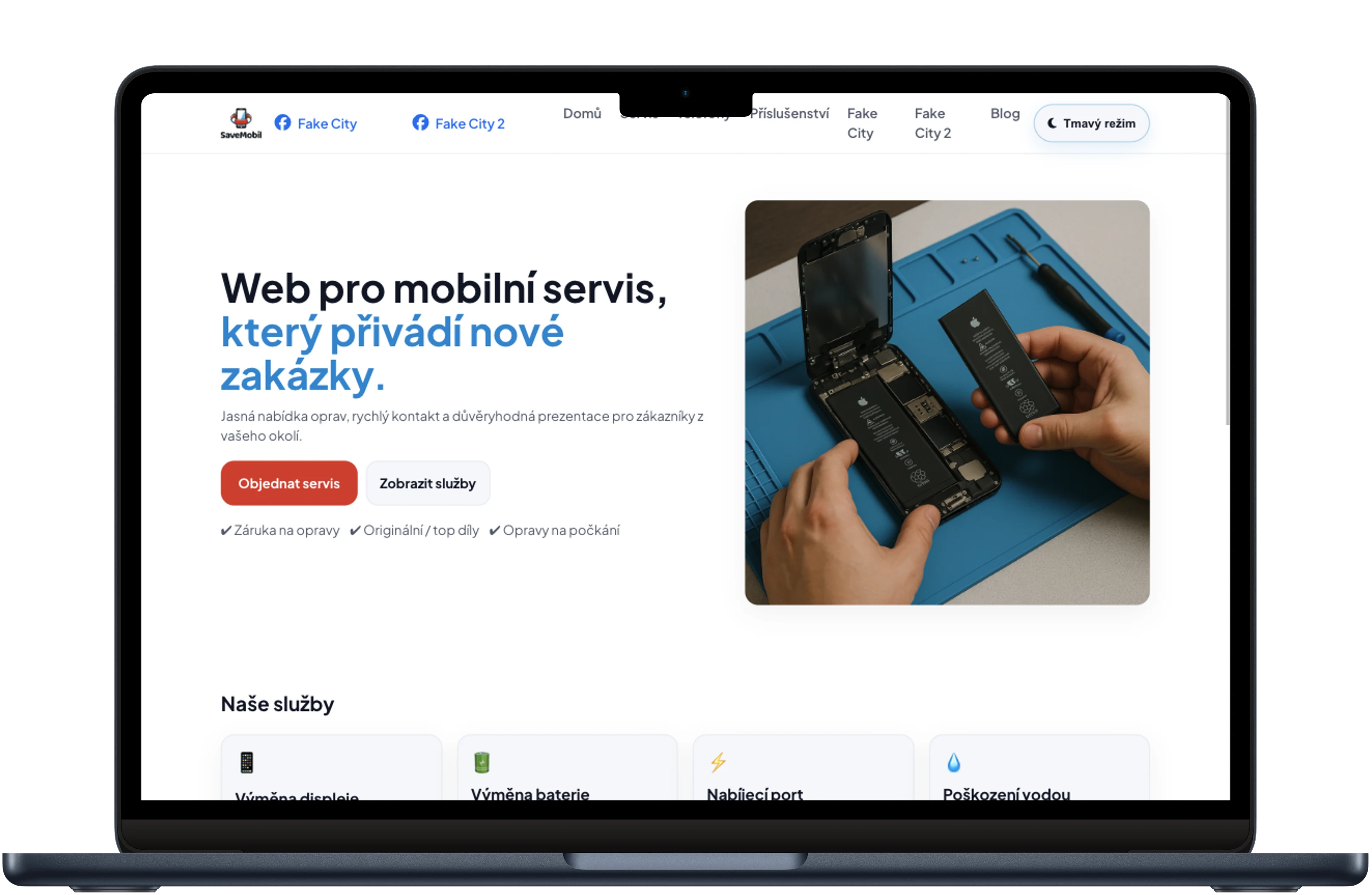 Clean Service šablona – náhled na notebooku, tabletu a mobilu
